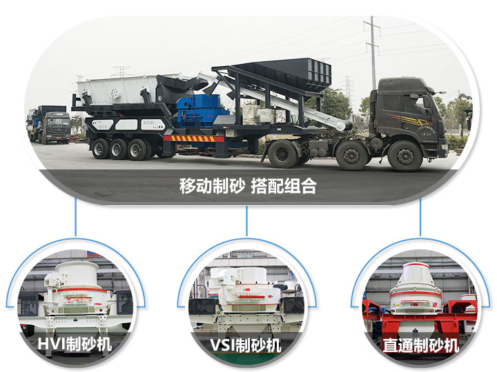 移動破碎站可搭配的制砂機(jī)，HVI制砂機(jī)，VSI制砂機(jī)，直通沖擊式制砂機(jī)